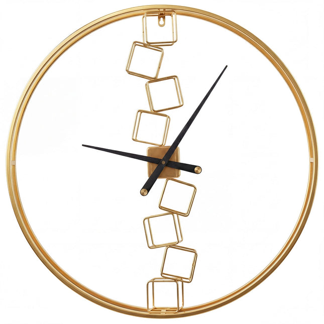 27-Inch Wall Clock, Non-Ticking Quartz, Yellow Metal Frame