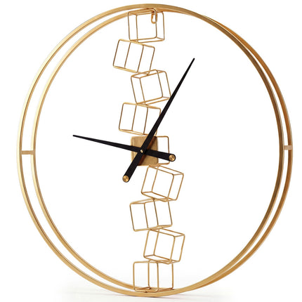 27-Inch Wall Clock, Non-Ticking Quartz, Yellow Metal Frame