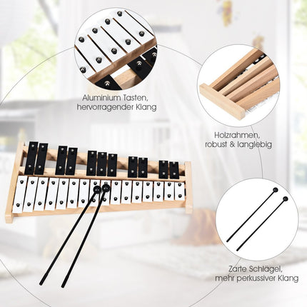 27 Note Xylophone with 2 Mallets & Carrying Bag Glockenspiel Hand Percussion Percussion