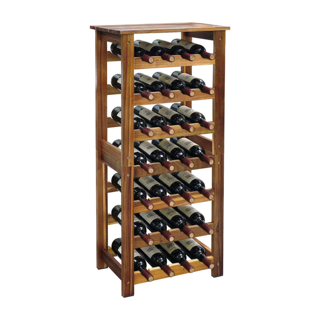 28-Bottle Acacia Wood Wine Rack
