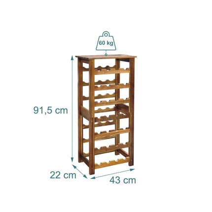 28-Bottle Acacia Wood Wine Rack