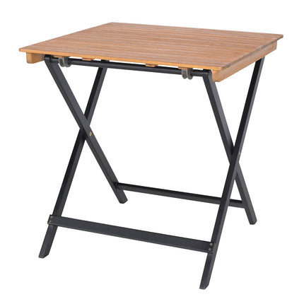 28-Inch Folding Patio Square Table, Acacia Slatted Top