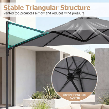 290 cm Grey Cantilever Parasol with Stand & 360 Rotation