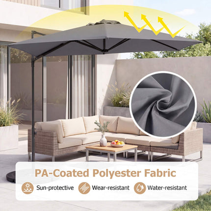290 cm Grey Cantilever Parasol with Stand & 360 Rotation