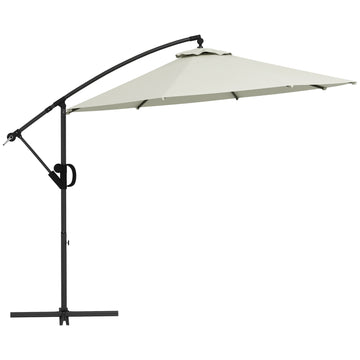 Cantilever patio umbrella, 293 Cm, cream, with cross base and tilt