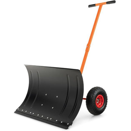29-Inch Snow Pusher, Adjustable Handle, 10-Inch Wheels