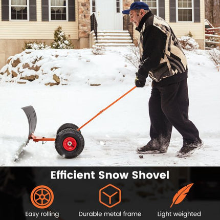 29-Inch Snow Pusher, Adjustable Handle, 10-Inch Wheels
