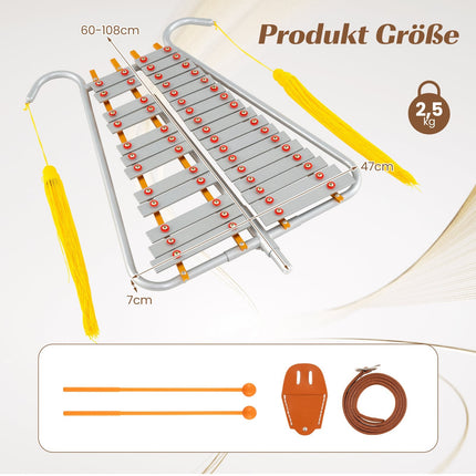 29-Note Aluminum Marching Glockenspiel with Adjustable Handle