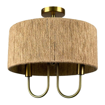 2-Bulb Ceiling Lamp, Paper Cord & Bronze Finish