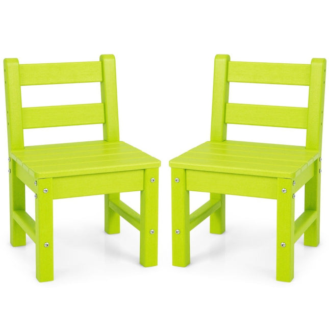 2 Children's Chairs for Indoor & Outdoor Weatherproof Heavy Duty Learning Chair for Toddlers Green
