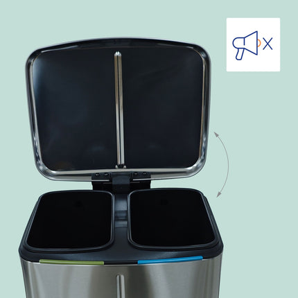 2-Compartment Kitchen Waste Bin, Pedal & Soft-Close