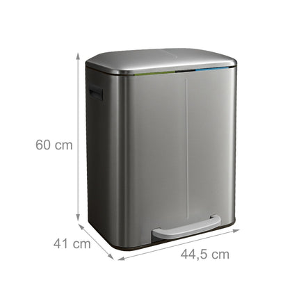 2-Compartment Kitchen Waste Bin, Pedal & Soft-Close