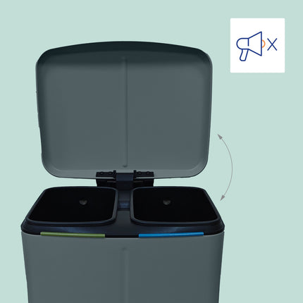 2-Compartment Kitchen Waste Bin, Soft-Close, Pedal-Operated