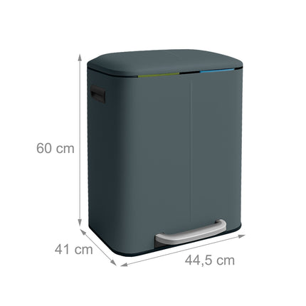 2-Compartment Kitchen Waste Bin, Soft-Close, Pedal-Operated