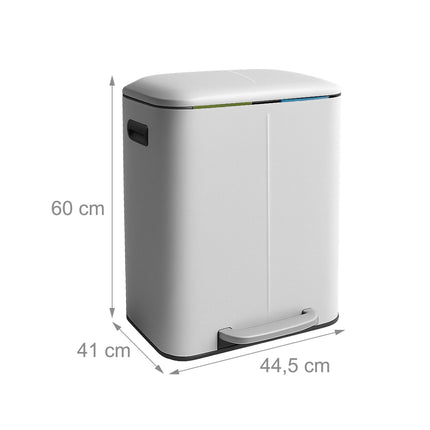 2-Compartment Kitchen Waste Bin with Pedal