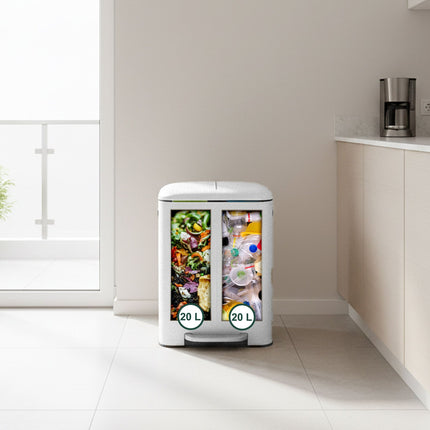 2-Compartment Kitchen Waste Bin with Pedal