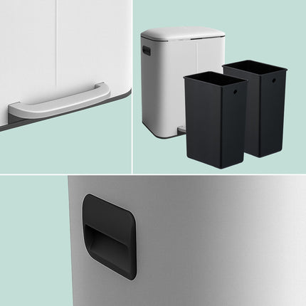 2-Compartment Kitchen Waste Bin with Pedal