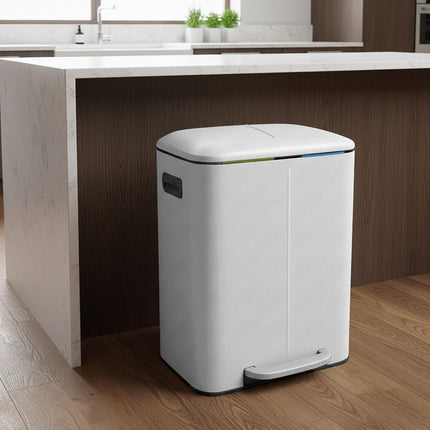 2-Compartment Kitchen Waste Bin with Pedal