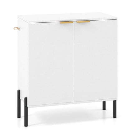 2-Door White Sideboard Cabinet with Metal Legs