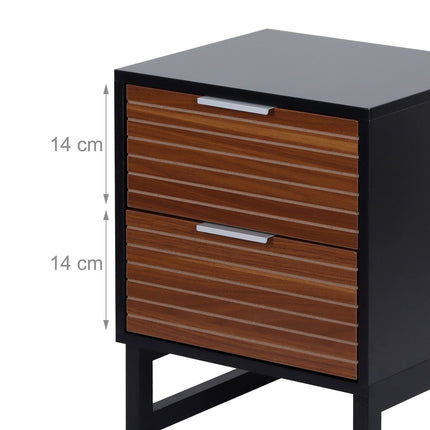 2-Drawer Bedside Table, Bamboo Legs, Aluminium Handles