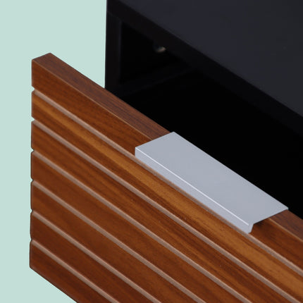2-Drawer Bedside Table, Bamboo Legs, Aluminium Handles