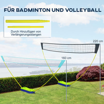 2-in-1 adjustable badminton and volleyball net set with stand