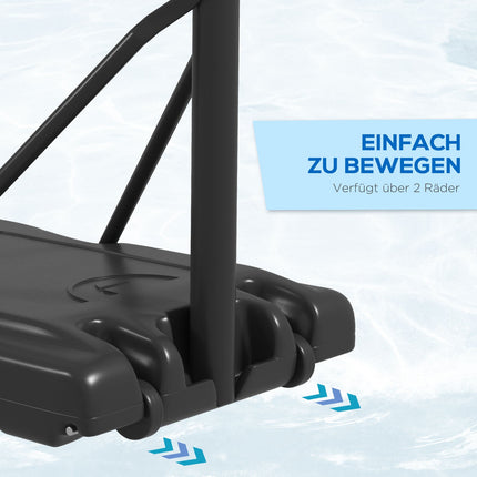 Adjustable 2-in-1 basketball hoop with steel frame, 195-370 cm
