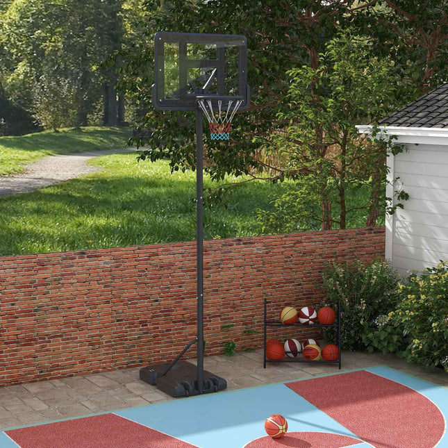 Adjustable 2-in-1 basketball hoop with steel frame, 195-370 cm