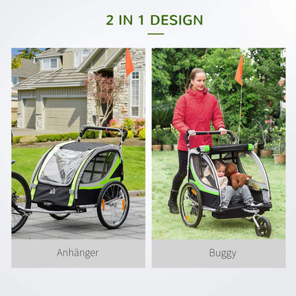 2-in-1 children's bicycle stroller, 360° rotating, fits 2 children