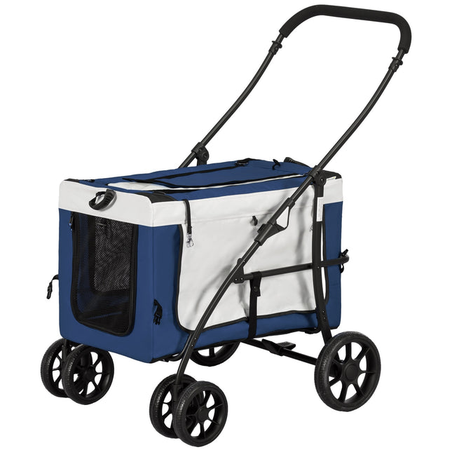 2-in-1 dog carriage with removable basket, blue