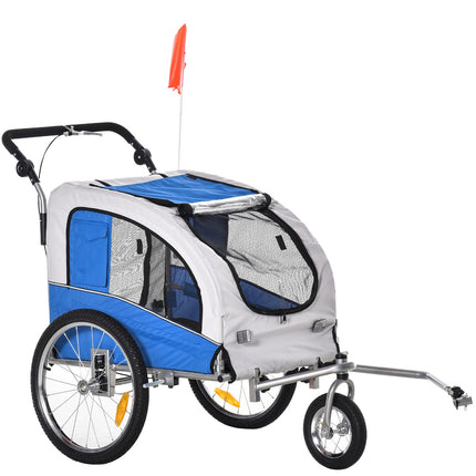 Dog bike stroller and jogging stroller, blue/grey, 155 x 83 x 108 cm