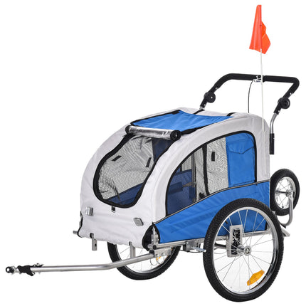 Dog bike stroller and jogging stroller, blue/grey, 155 x 83 x 108 cm