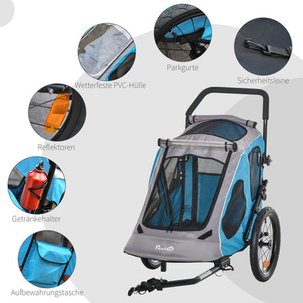 Pet bike stroller, 2-in-1 dog carrier, breathable Oxford fabric