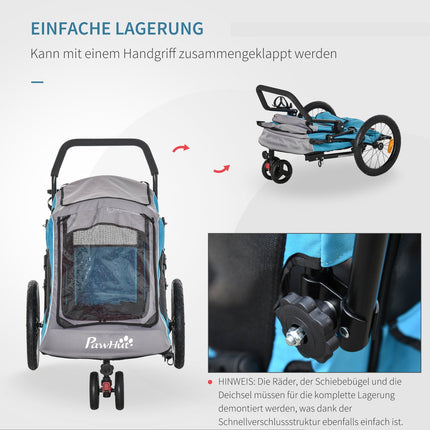 Pet bike stroller, 2-in-1 dog carrier, breathable Oxford fabric