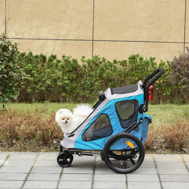 Pet bike stroller, 2-in-1 dog carrier, breathable Oxford fabric