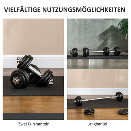 Adjustable 30 kg dumbbell set with 12 weight plates