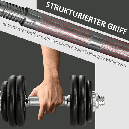 Adjustable 30 kg dumbbell set with 12 weight plates