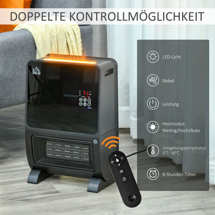 Electric 2-in-1 fan heater and humidifier, remote control, 2000W