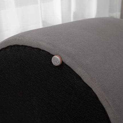 Velvet round ottoman footstool with storage, dark grey