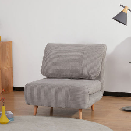 Sofa bed - adjustable, folding mattress, light grey