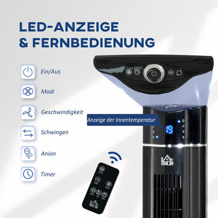 2-in-1 Tower & Stand Fan, Remote Control, Timer, Black