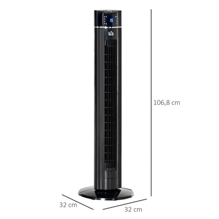 2-in-1 Tower & Stand Fan, Remote Control, Timer, Black