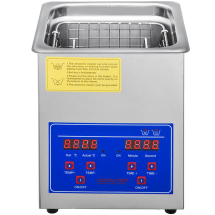 2L Ultrasonic Cleaner, Stainless Steel, Digital Timer Heater