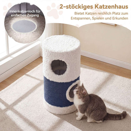 2-Level Cat House with Sisal Scratch Mat and Hideaway