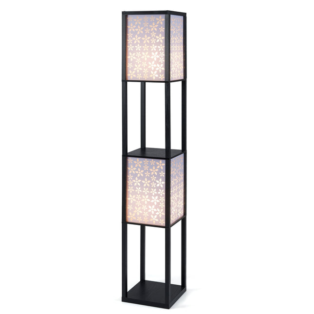 2-Light Floor Lamp with Shelves, Acrylic Shades