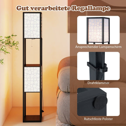 2-Light Floor Lamp with Shelves, Acrylic Shades