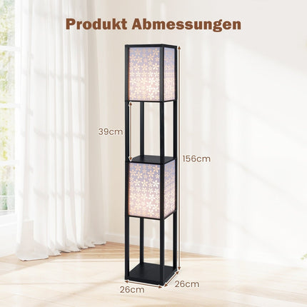 2-Light Floor Lamp with Shelves, Acrylic Shades