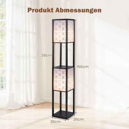 2-Light Floor Lamp with Shelves and Foot Switch