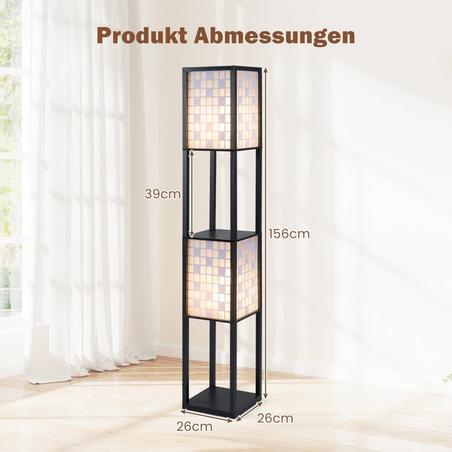 2-Light Floor Lamp with Shelves and Foot Switch