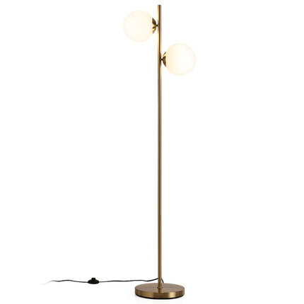 2-Light Milk Glass Floor Lamp with Foot Switch